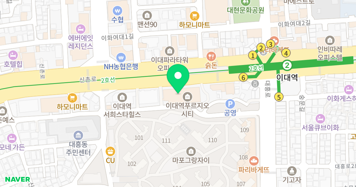 이대역 푸르지오 시티 위치 지도 - 서울특별시 마포구 신촌로 170