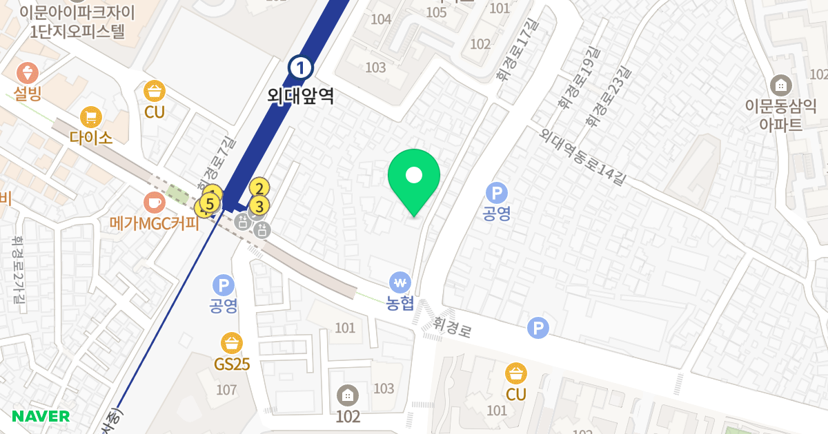 나인브릭 위치 지도 - 서울특별시 동대문구 휘경로17길 13-1