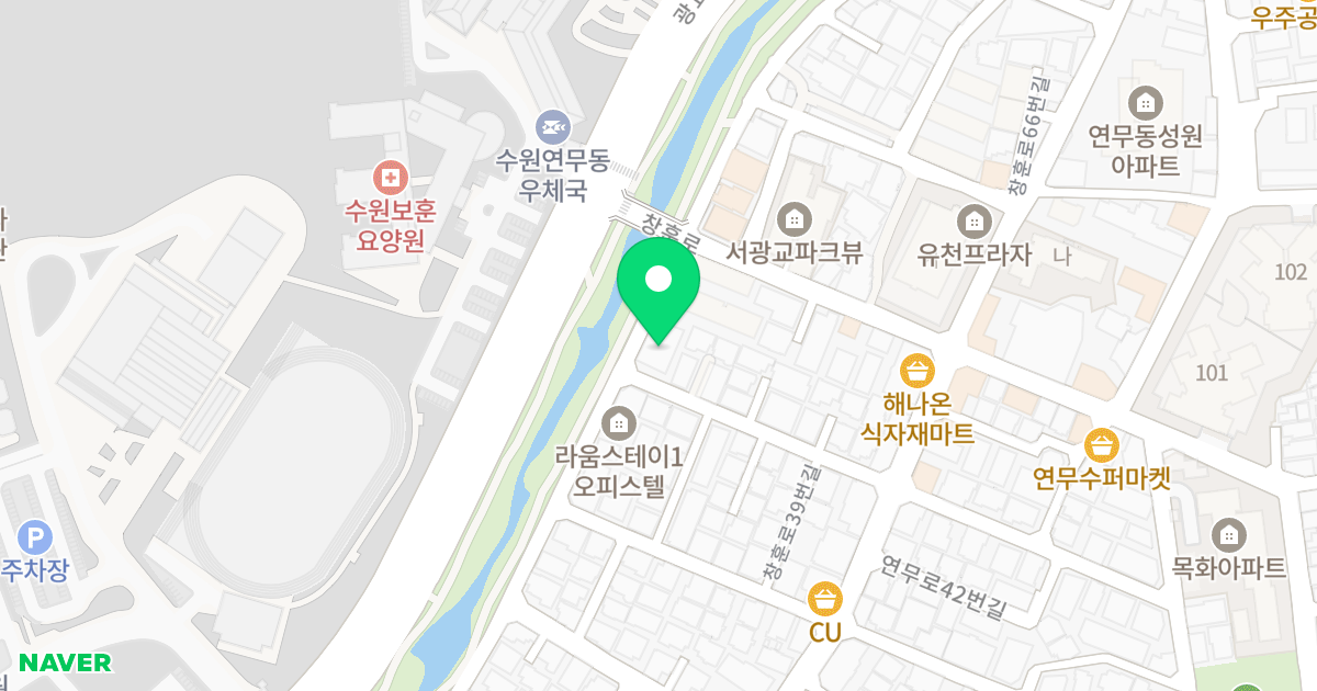 The 좋은세상 위치 지도 - 경기도 수원시 장안구 연무로56번길 50