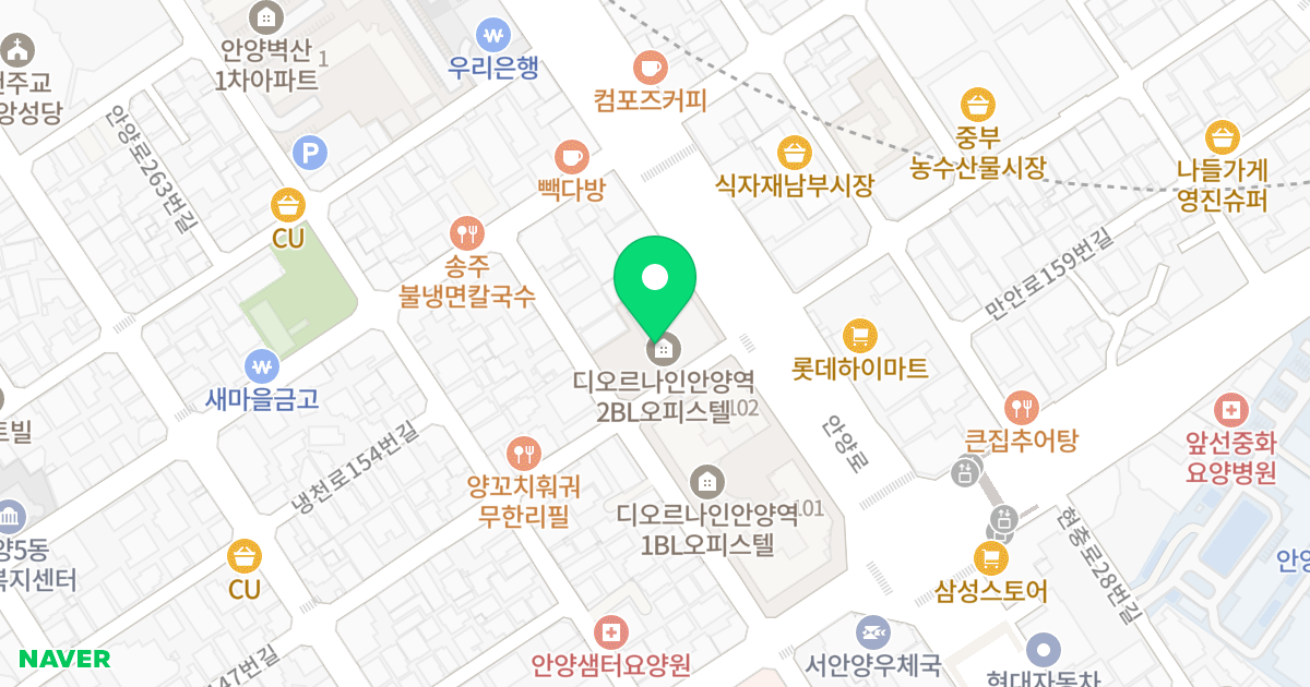 안양디오르나인 2BL 위치 지도 - 경기도 안양시 만안구 안양로 249