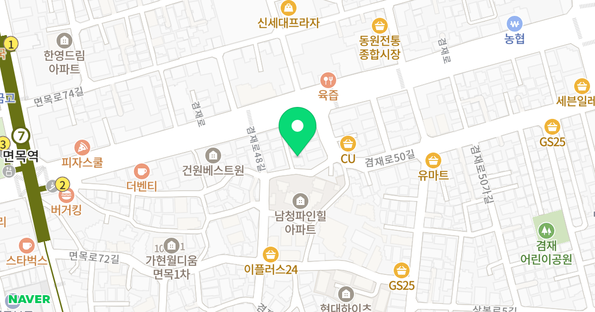 리고스빌 위치 지도 - 서울특별시 중랑구 겸재로44길 45