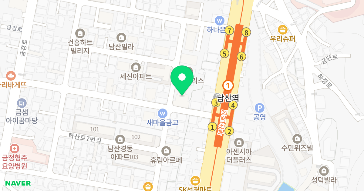 (117-9) 위치 지도 - 부산광역시 금정구 학산로 16