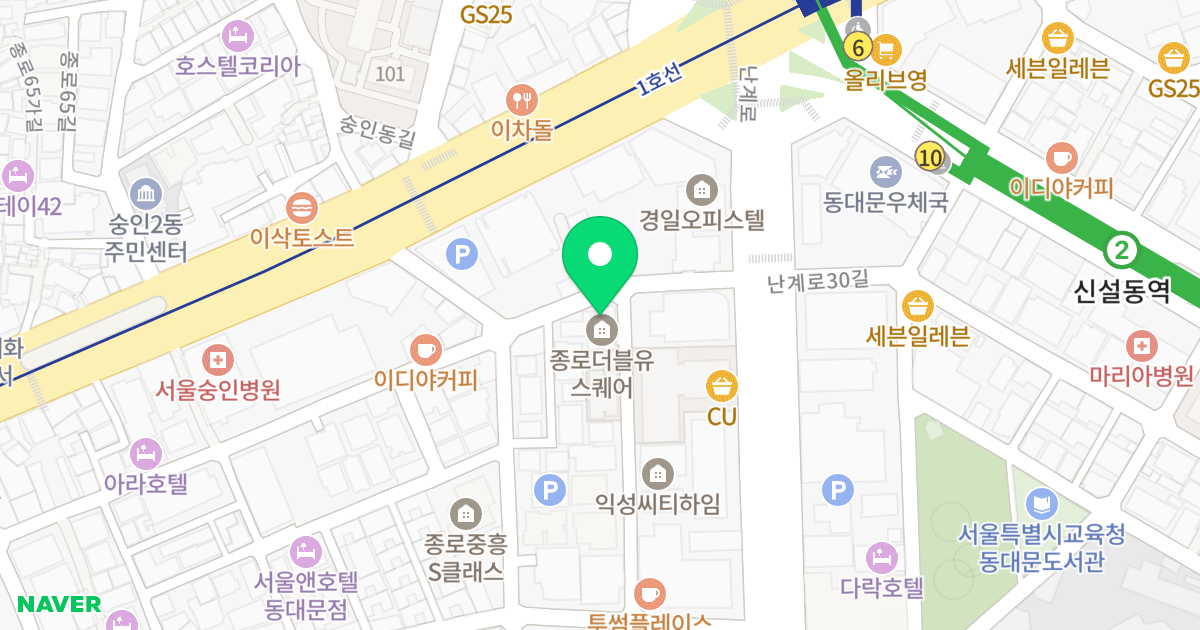 종로 더블유 스퀘어 오피스텔 위치 지도 - 서울특별시 종로구 난계로29길 13