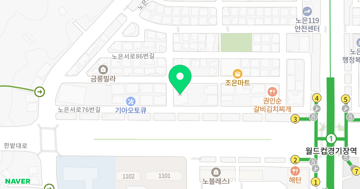 토브스토리 위치 지도 - 대전광역시 유성구 노은서로76번길 43