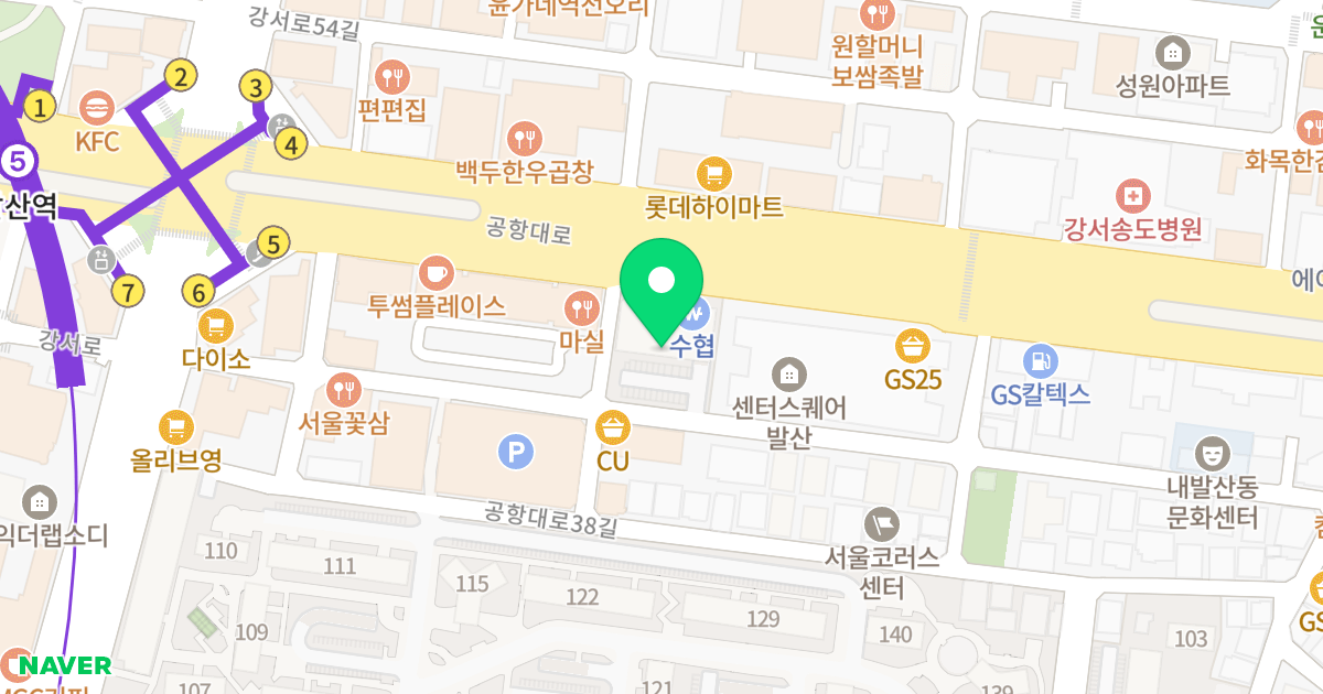 DH647 위치 지도 - 서울특별시 강서구 강서로52길 43