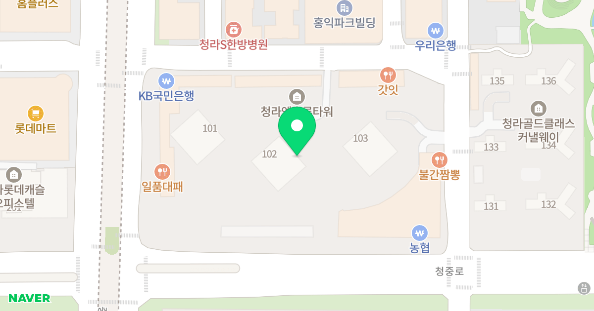청라 엑슬루타워 위치 지도 - 인천광역시 서구 중봉대로586번길 22