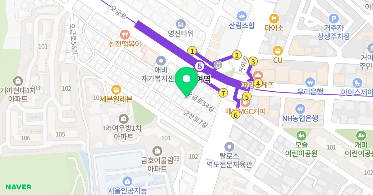 송파테미엘포레36 위치 지도 - 서울특별시 송파구 오금로54길 36