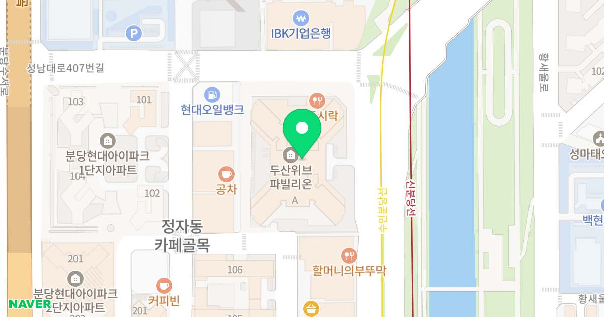 분당두산위브파빌리온 위치 지도 - 경기도 성남시 분당구 성남대로 393