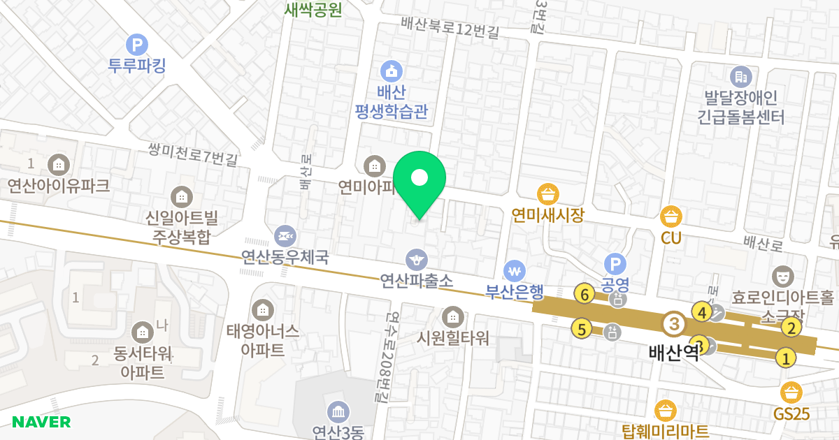 배산 시티빌 위치 지도 - 부산광역시 연제구 배산로 12-1