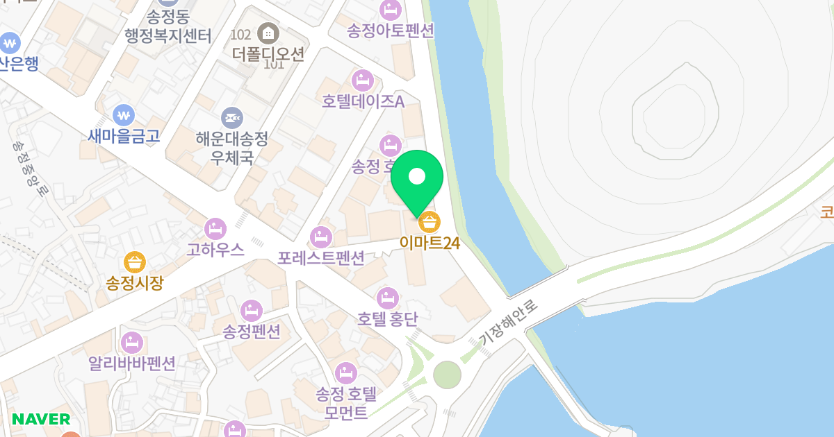 베이 타워 위치 지도 - 부산광역시 해운대구 송정강변로 9