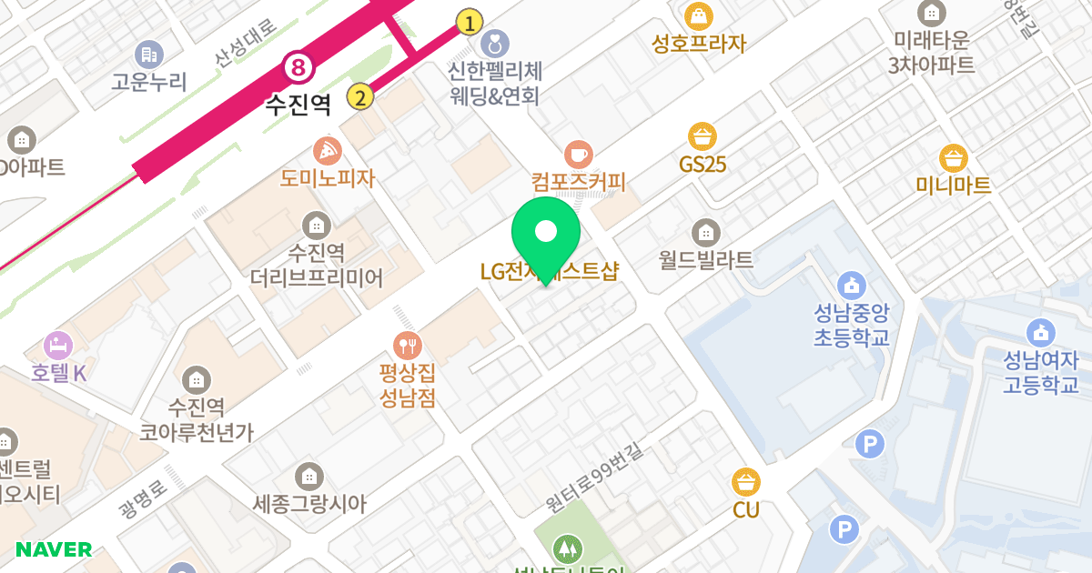 누리안플러스빌 위치 지도 - 경기도 성남시 중원구 원터로 109-9