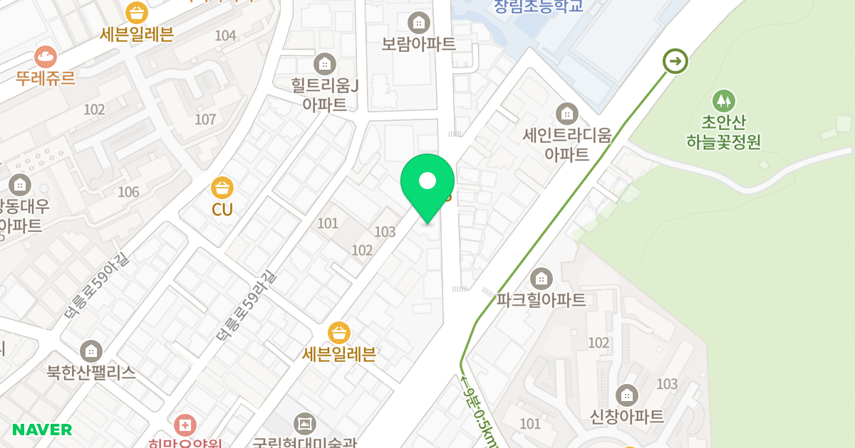 한원힐트리움-s 위치 지도 - 서울특별시 도봉구 덕릉로63길 13
