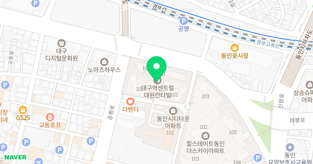 대구역 센트럴 대원칸타빌 위치 지도 - 대구광역시 중구 태평로 224