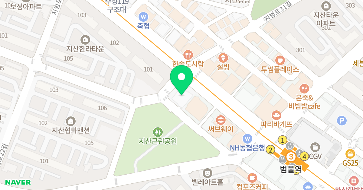 수성 엘코어 하이엔드 타워 위치 지도 - 대구광역시 수성구 지범로 170