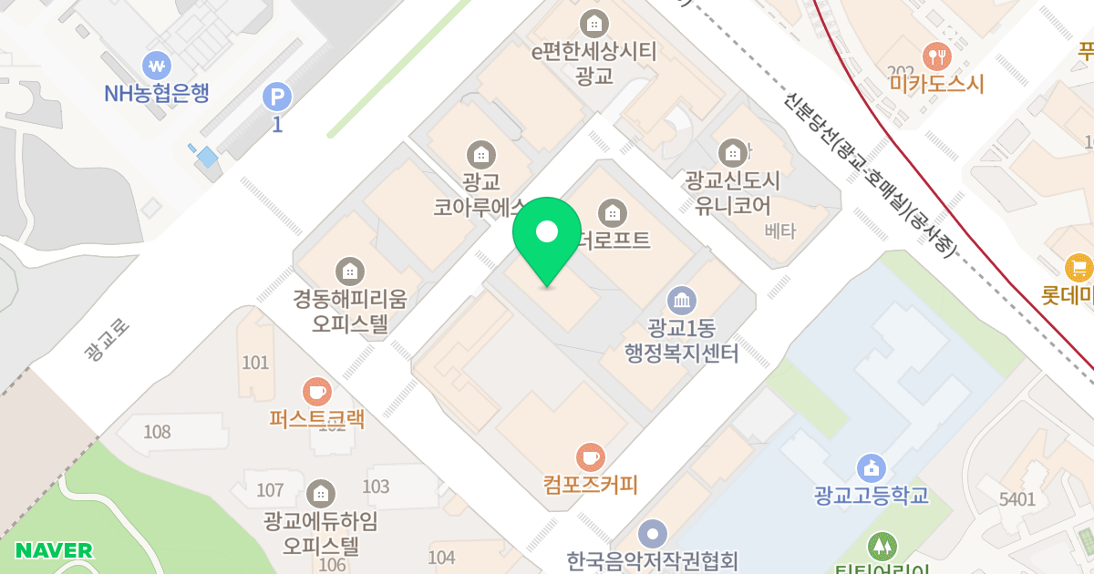 광교하이니티 위치 지도 - 경기도 수원시 영통구 에듀타운로106번길 16