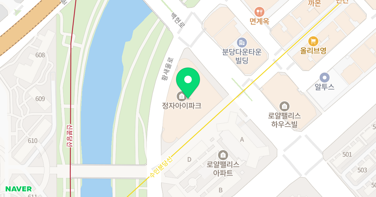 정자 I′PARK 위치 지도 - 경기도 성남시 분당구 백현로 100