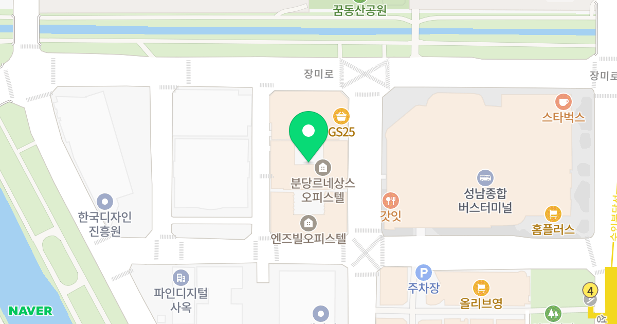 르네상스분당오피스텔 위치 지도 - 경기도 성남시 분당구 장미로48번길 10