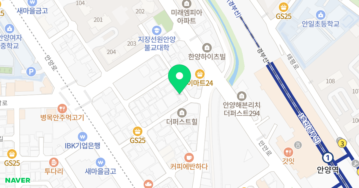 (689-23) 위치 지도 - 경기도 안양시 만안구 안양로340번길 25