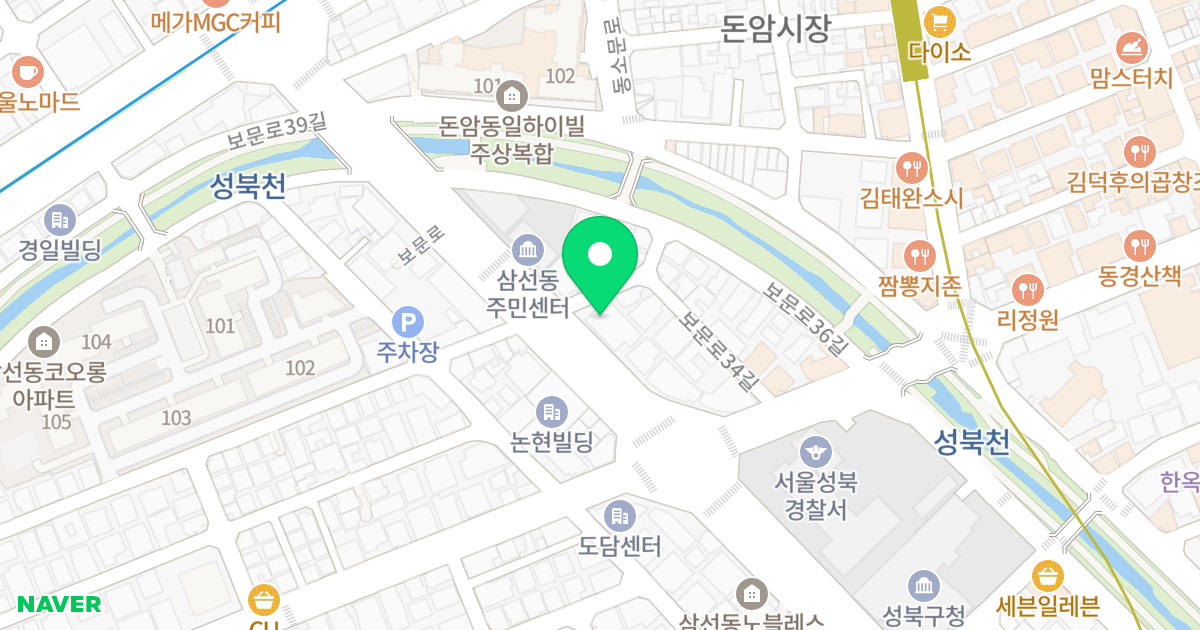 성신다빈치 위치 지도 - 서울특별시 성북구 보문로 186