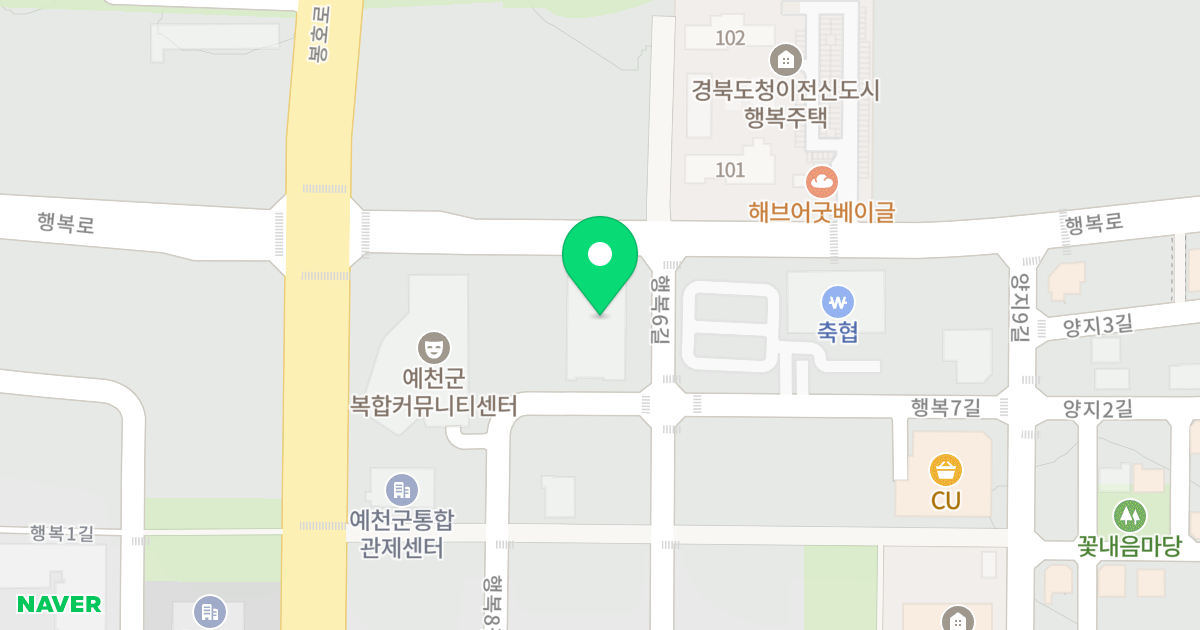 플러스타워 위치 지도 - 경상북도 예천군 호명읍 행복로 100