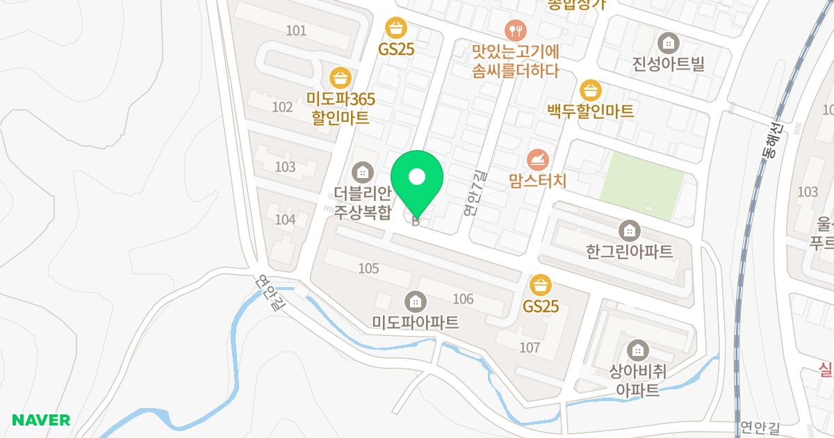 미주원룸B 위치 지도 - 울산광역시 울주군 온양읍 연안6길 19