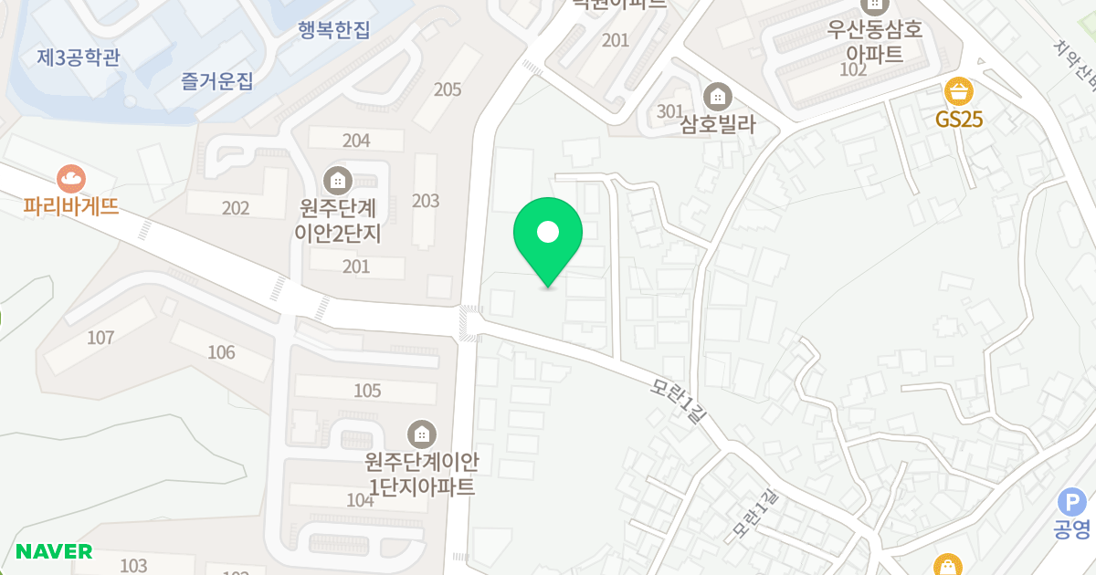 단계그린빌 위치 지도 - 강원특별자치도 원주시 모란1길 32