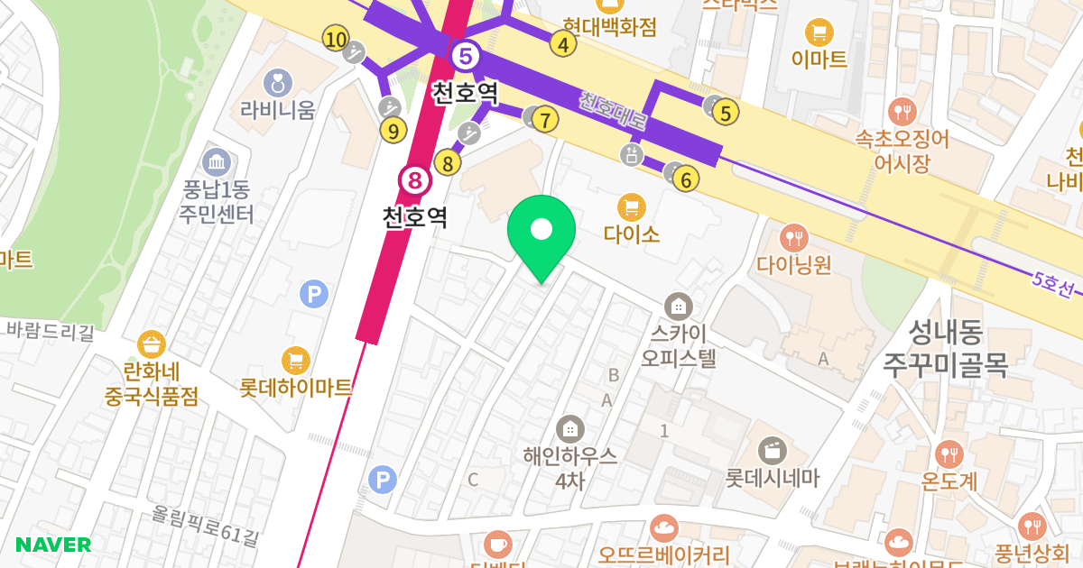 헤이븐62 위치 지도 - 서울특별시 강동구 천호옛17길 35