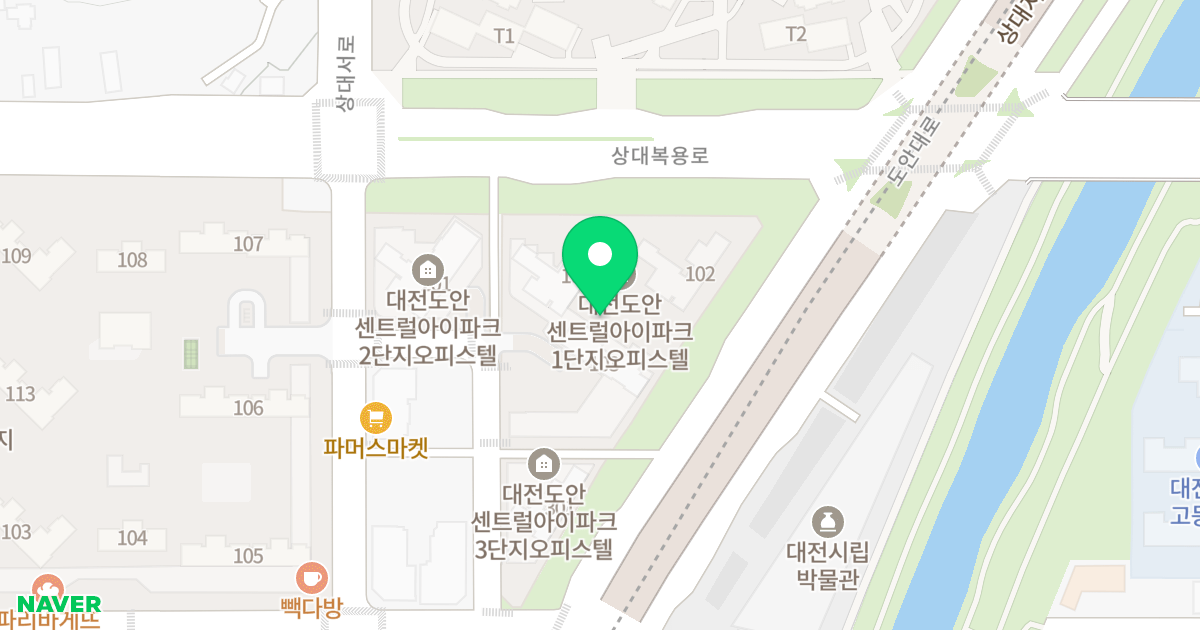 대전도안센트럴아이파크 위치 지도 - 대전광역시 유성구 상대복용로29번길 9-9