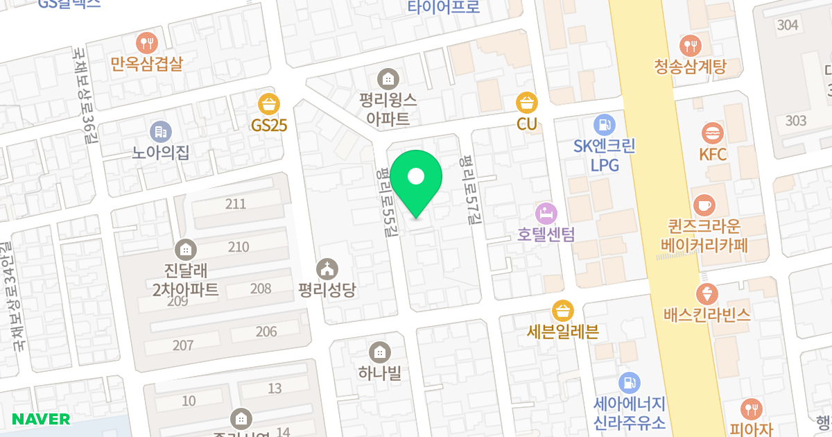 다인하이츠 위치 지도 - 대구광역시 서구 평리로55길 54