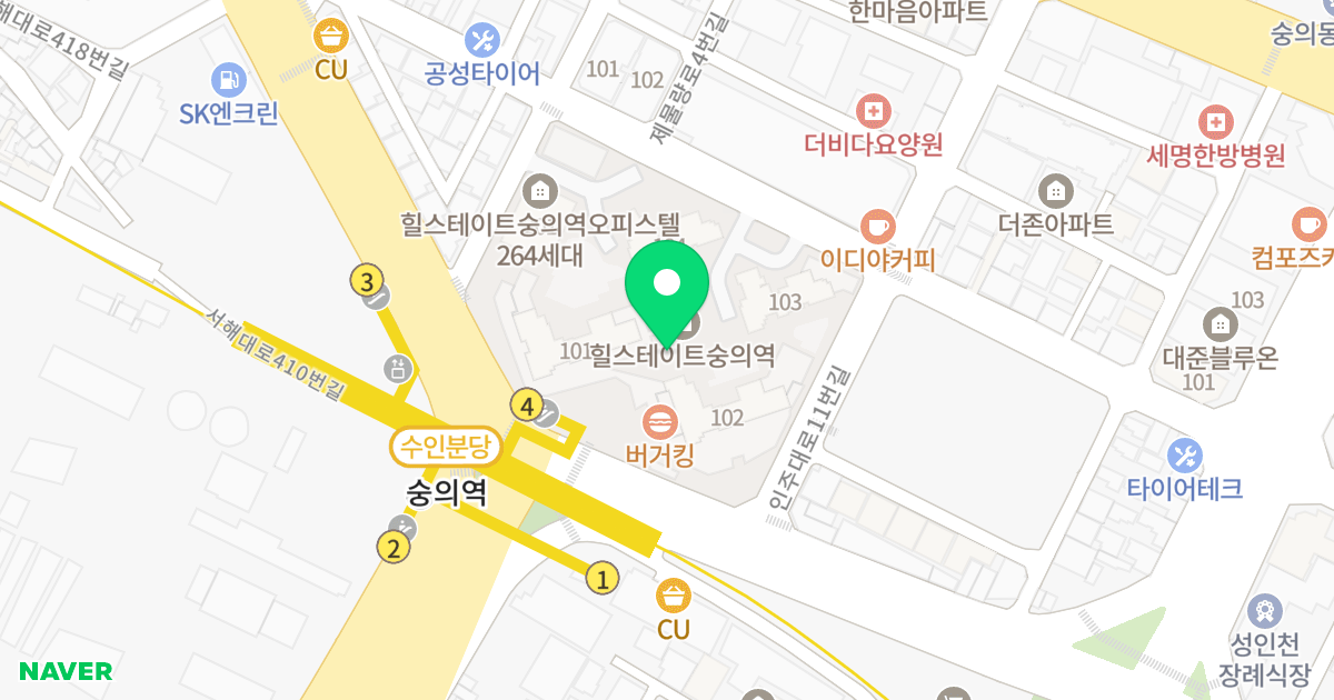 힐스테이트 숭의역 위치 지도 - 인천광역시 미추홀구
