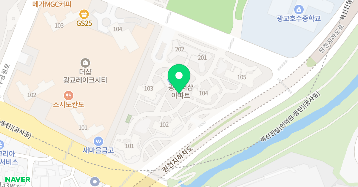 광교 더샵 위치 지도 - 경기도 수원시 영통구 광교호수로 15