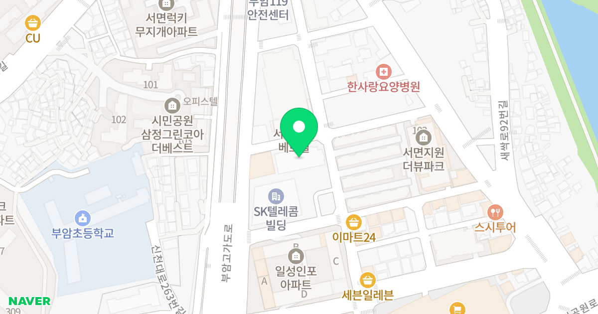 허브팰리스 더파크 위치 지도 - 부산광역시 부산진구 시민공원로19번길 51