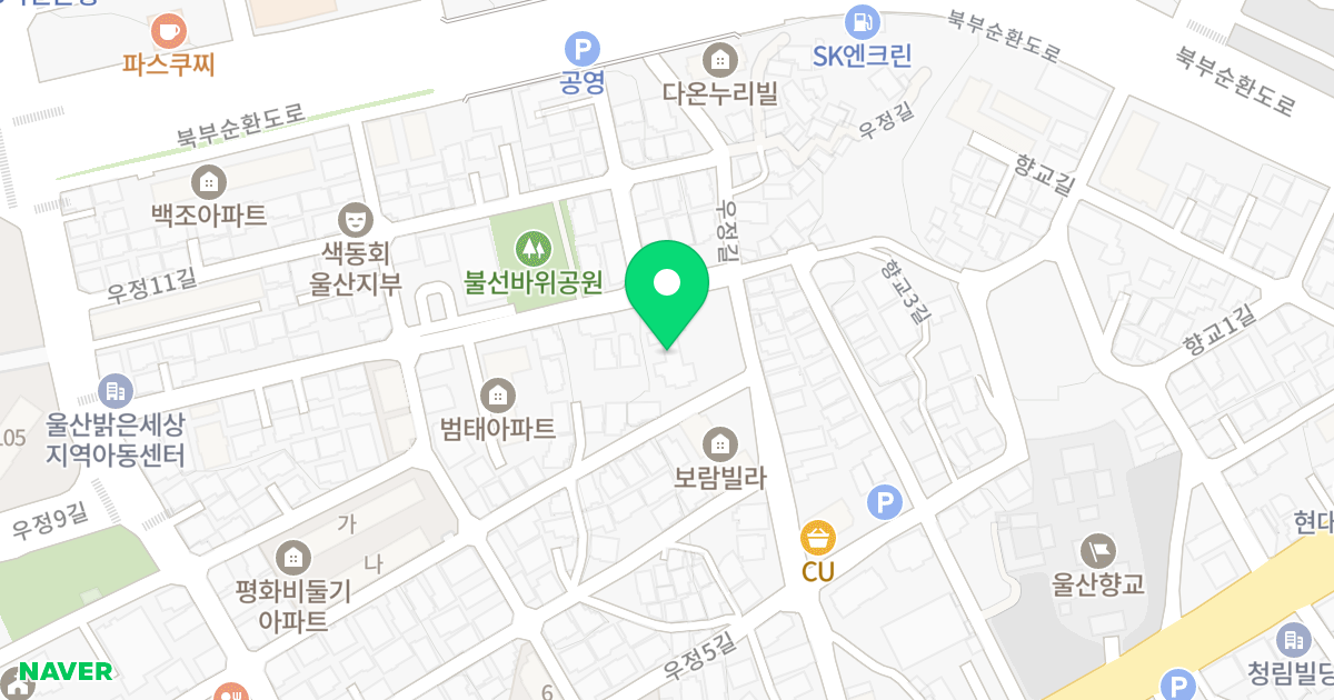 우정동 파크피오레 위치 지도 - 울산광역시 중구 우정7길 75