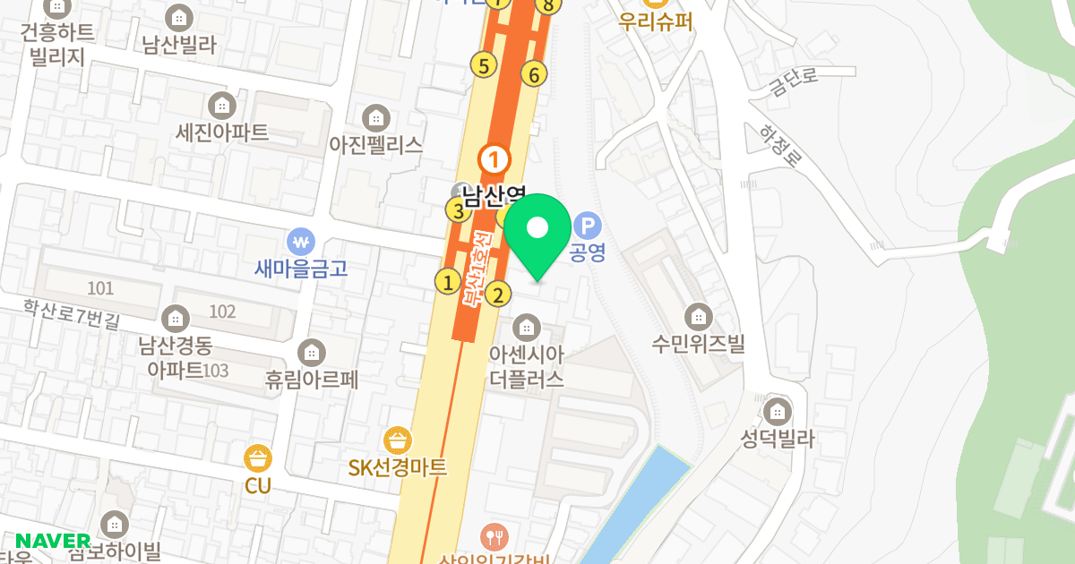 남산동 효산 벨루스 위치 지도 - 부산광역시 금정구