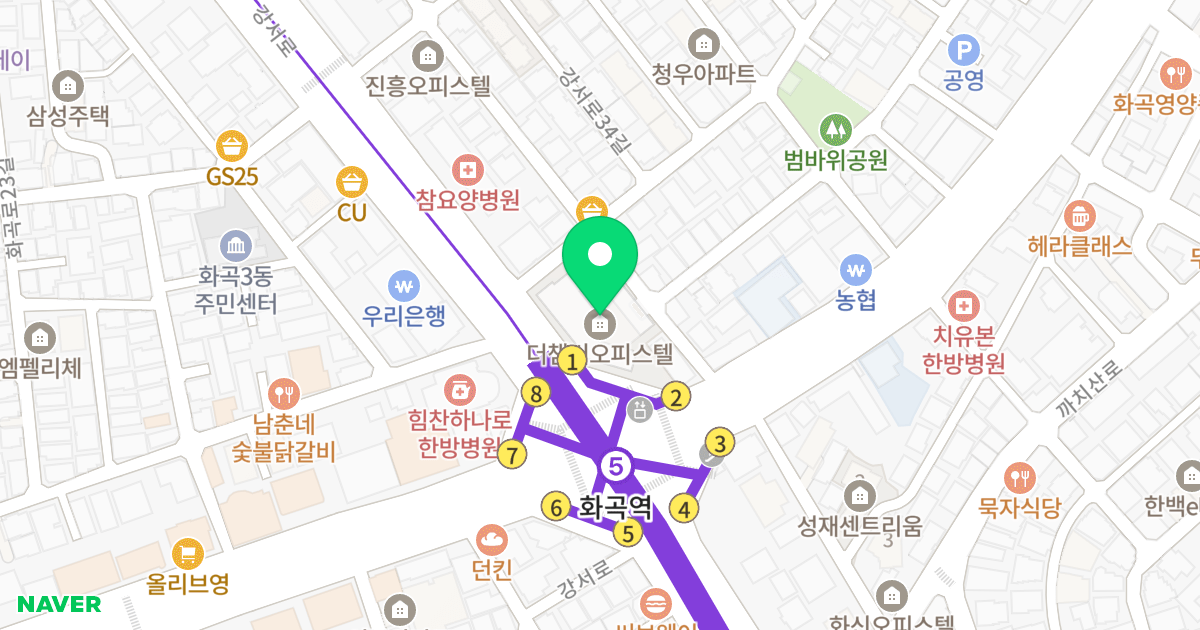 한양 더챔버 위치 지도 - 서울특별시 강서구 강서로 174