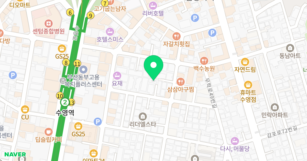 피노키오 위치 지도 - 부산광역시 수영구 수영로674번길 17-5