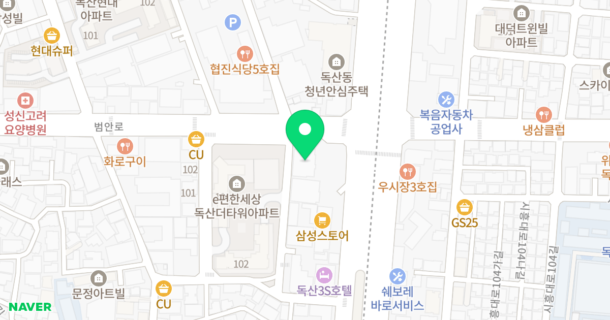 신독산역 월드메르디앙 센트원 위치 지도 - 서울특별시 금천구 범안로 1216