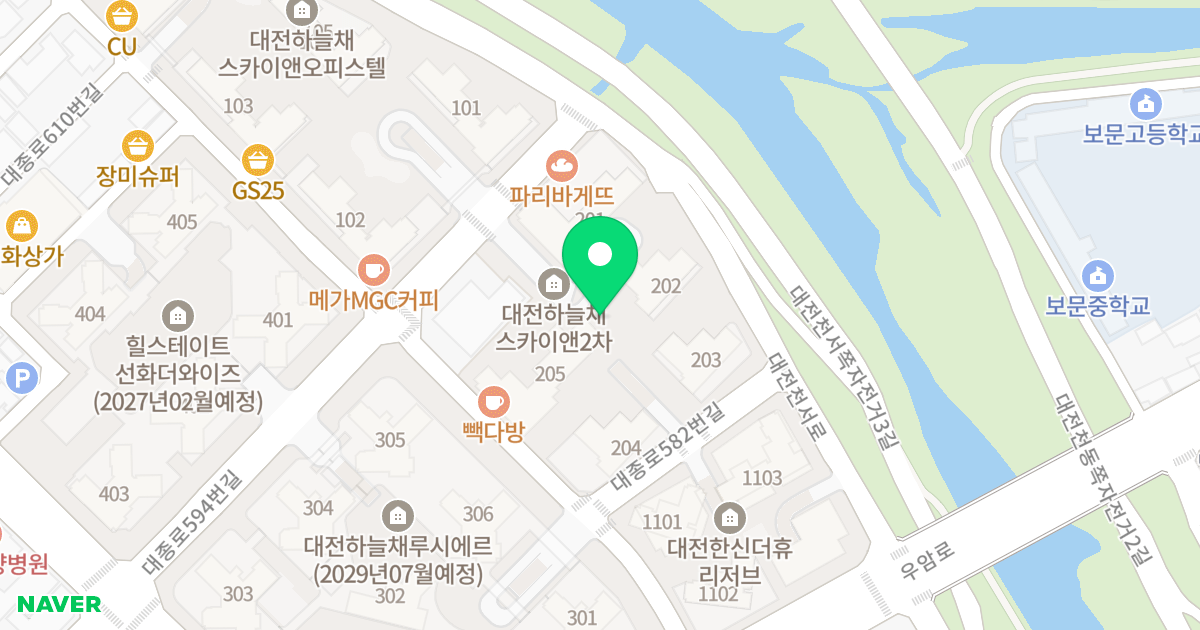 대전 하늘채 스카이앤 2차 위치 지도 - 대전광역시 중구 대종로594번길 52