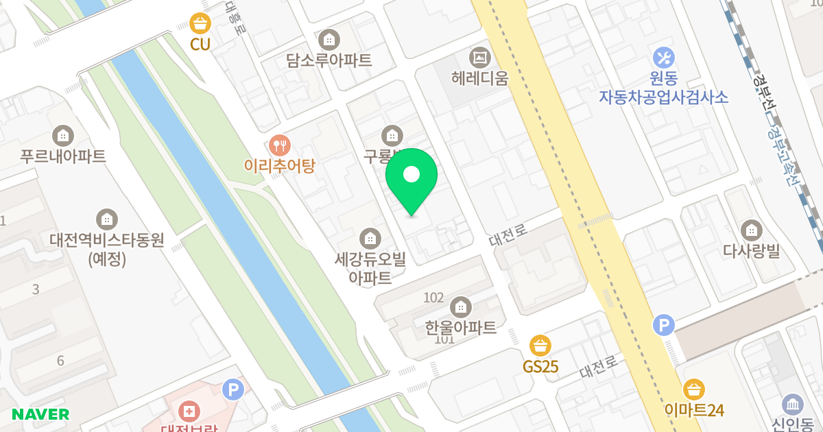 힐링타운 도시형주택 위치 지도 - 대전광역시 동구 대흥로202번길 39