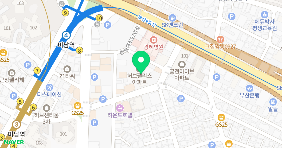 허브팰리스 위치 지도 - 부산광역시 동래구 미남로132번길 25