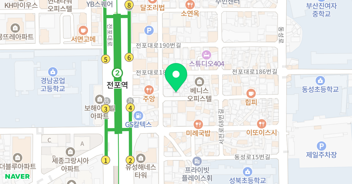 그린하우스 위치 지도 - 부산광역시 부산진구 동성로25번길 36