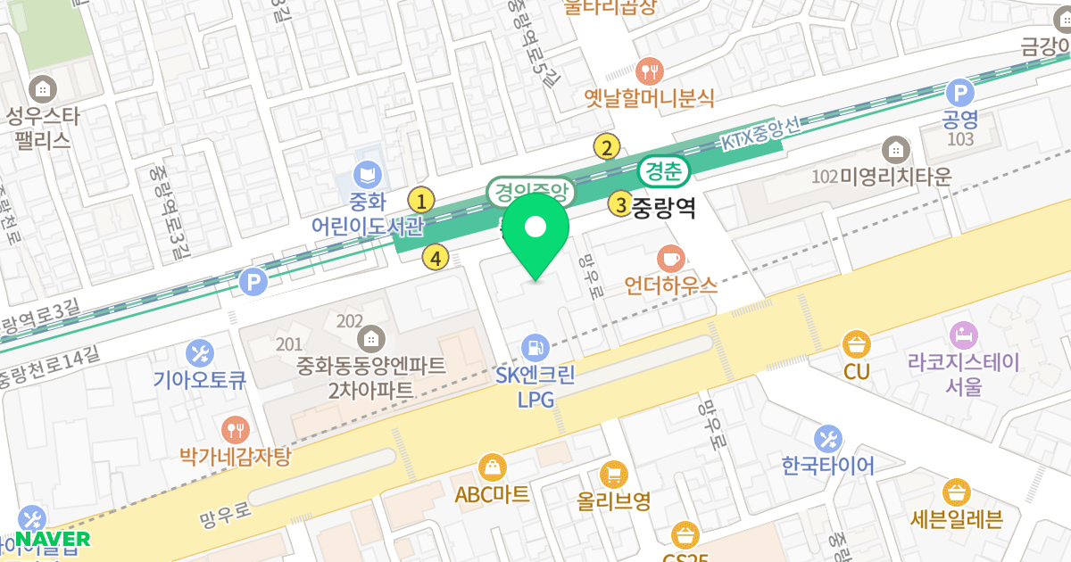 중화동 범양프레체 위치 지도 - 서울특별시 중랑구 중랑천로14길 58