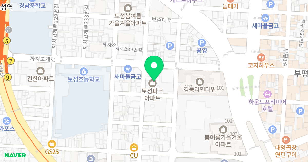 토성파크아파트 위치 지도 - 부산광역시 서구 구덕로124번길 58