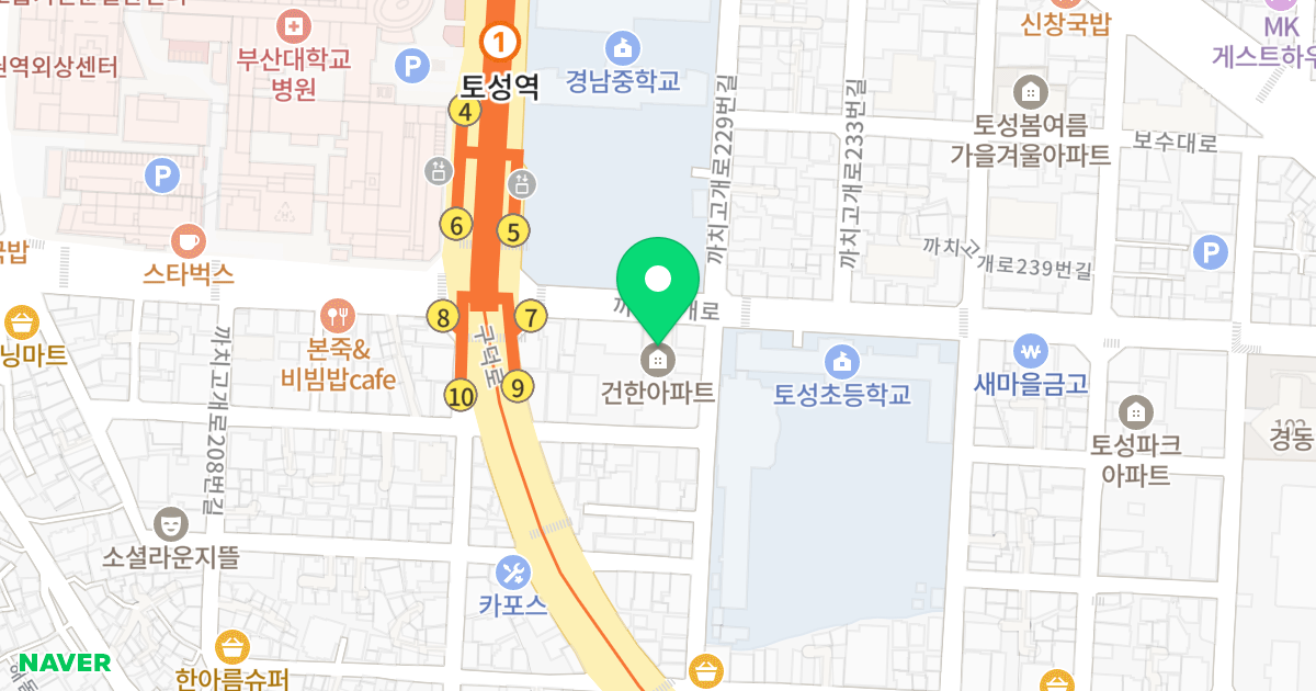건한아파트 위치 지도 - 부산광역시 서구 까치고개로 226