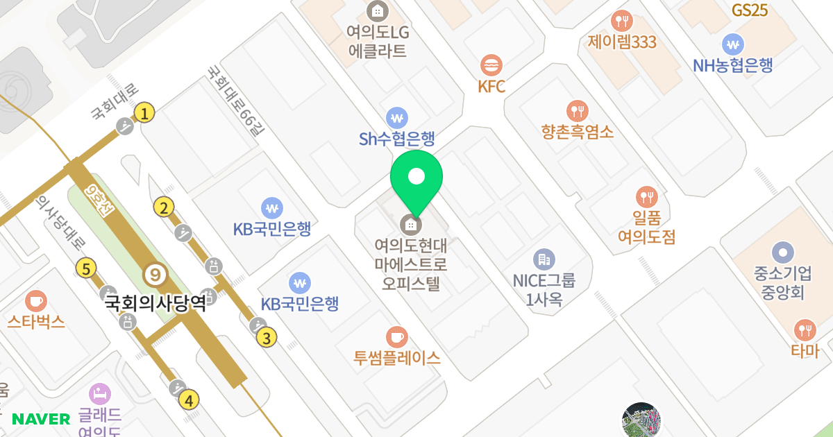 여의도 현대마에스트로 오피스텔 위치 지도 - 서울특별시 영등포구 국회대로66길 11-4