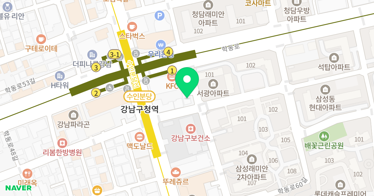 펄세이 위치 지도 - 서울특별시 강남구 학동로56길 8