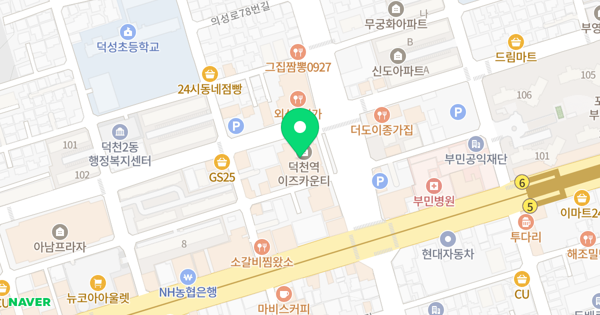 덕천역 이즈 카운티 위치 지도 - 부산광역시 북구 금곡대로8번길 87