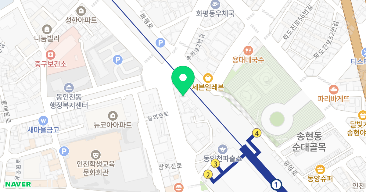 인현동 오피스텔 위치 지도 - 인천광역시 중구 참외전로 107-2