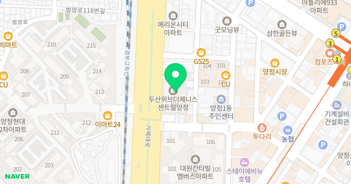 두산위브더제니스 센트럴 양정 위치 지도 - 부산광역시 부산진구 거제대로 42