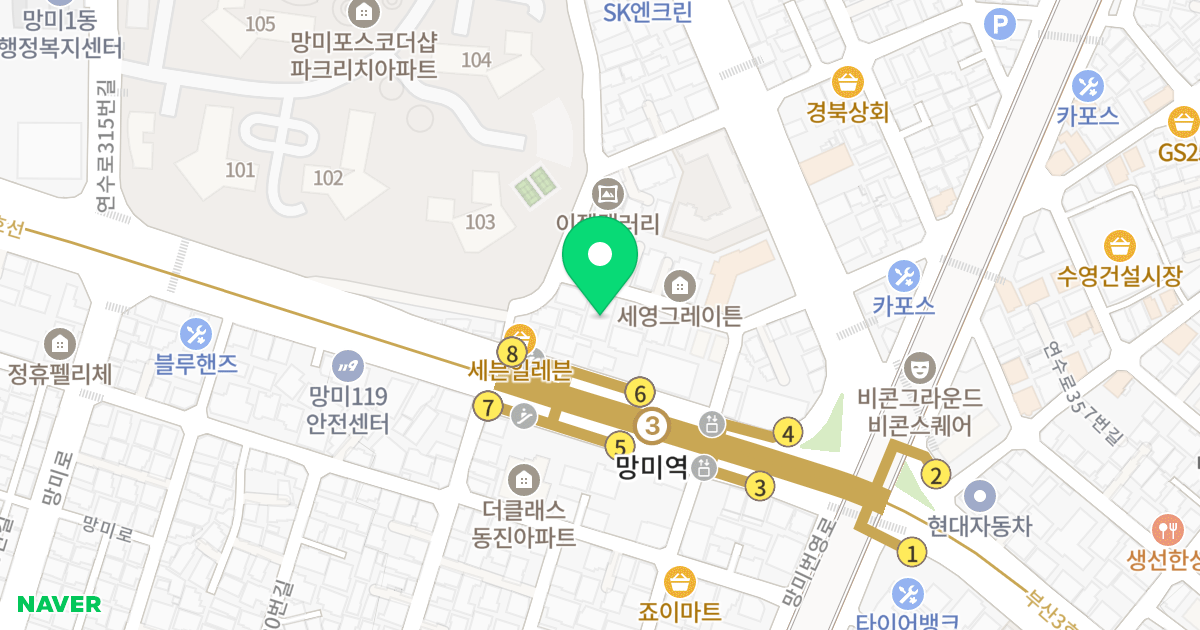 세영리첸시아 위치 지도 - 부산광역시 수영구 과정로5번길 21